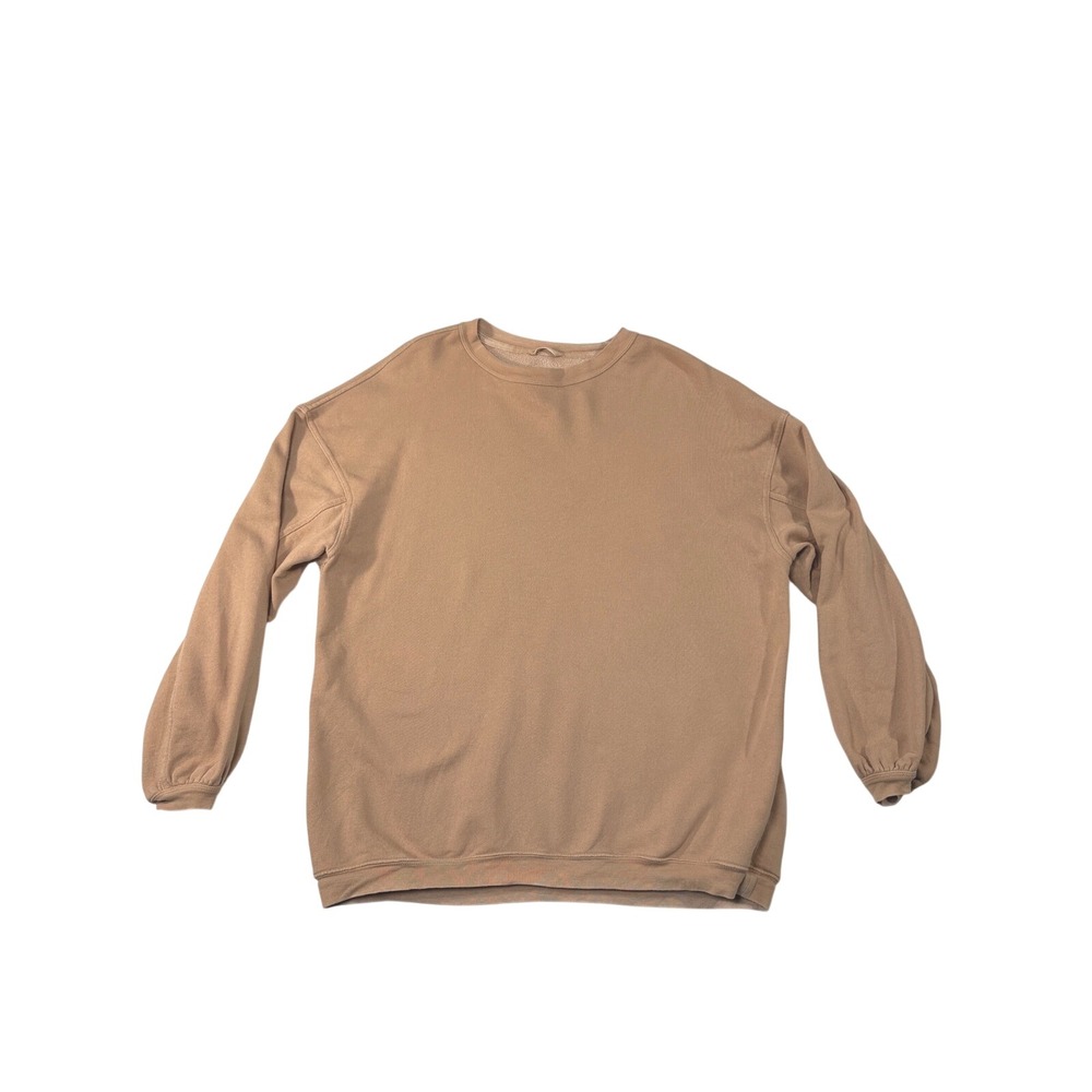 Aerie‎ Oversized Crewneck Sweatshirt Tan Brown Pullover S/P Cotton Blend